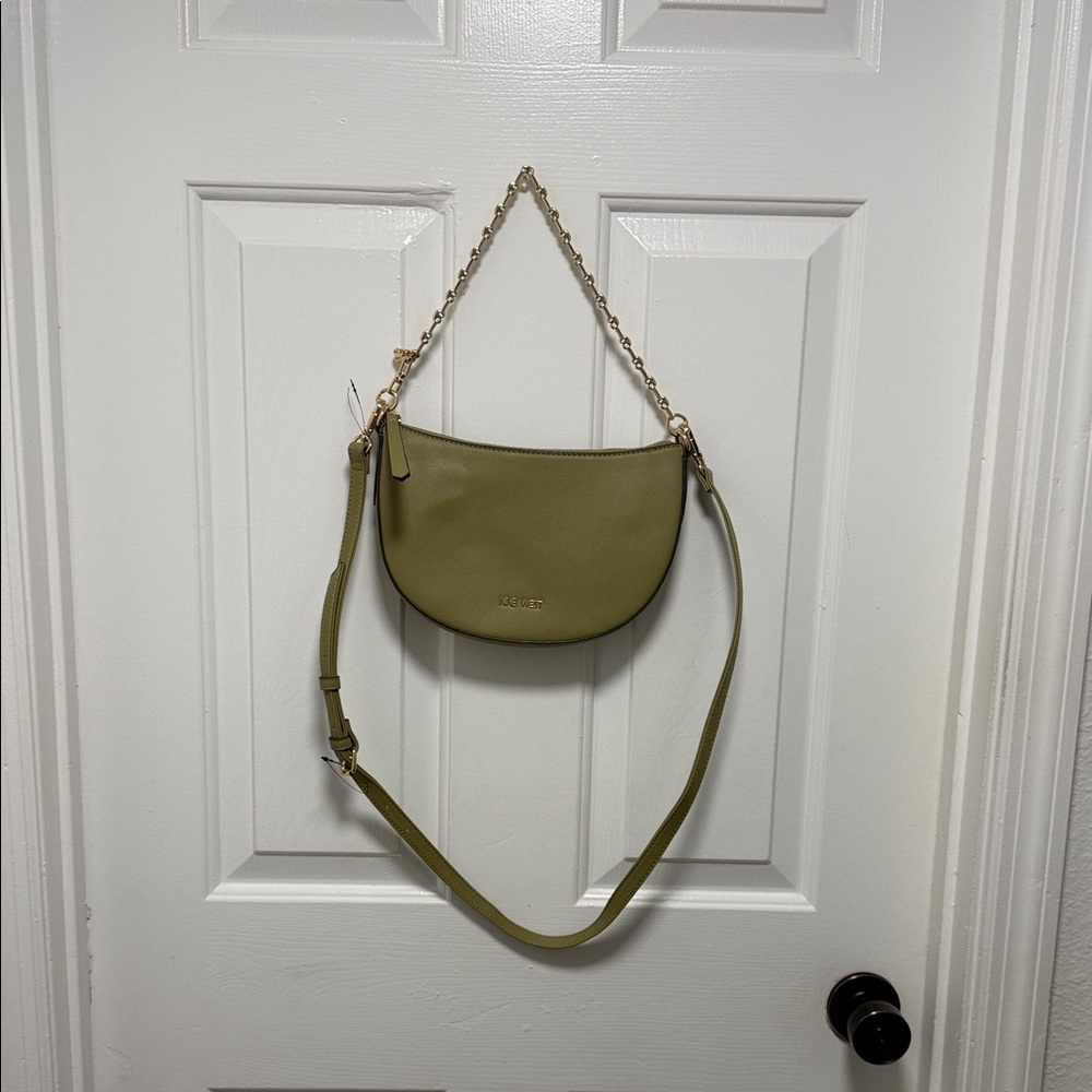 Nine West Olive Green Crescent Chain Crossbody